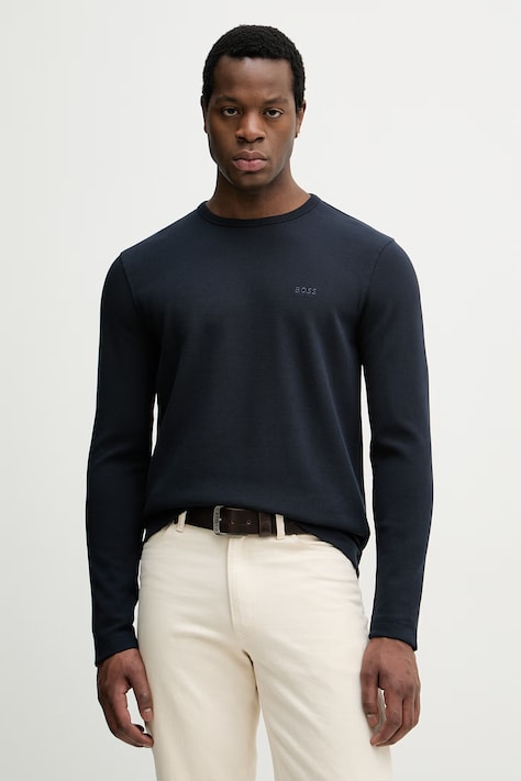 Tričko s dlhým rukávom BOSS Orange čierna farba, jednofarebné, 50520725