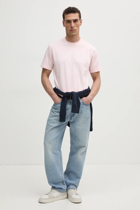 Бавовняна футболка Lacoste — AW24-TSM0YI, рожевий — фото 2