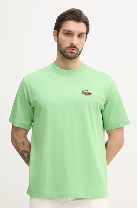 Lacoste tricou barbati, culoarea verde, neted, TH2745