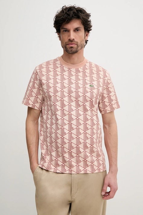 Lacoste t-shirt narancssárga, férfi, mintás, TH2831