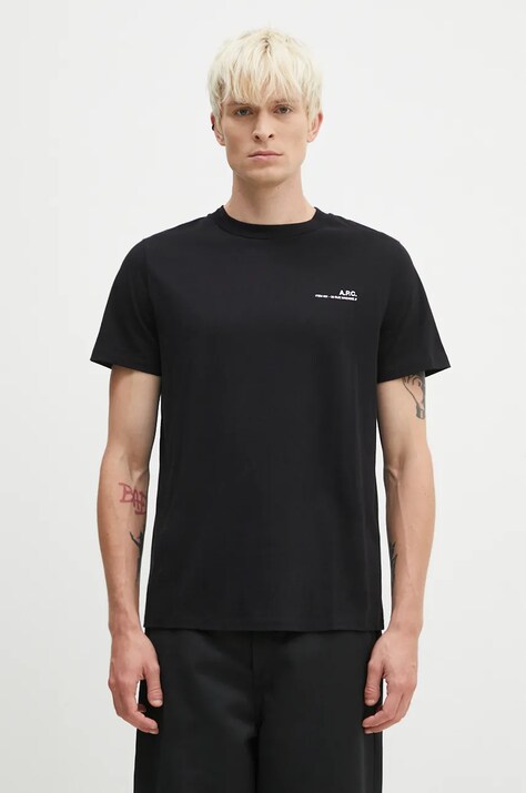 A.P.C. cotton t-shirt Standard Item Gots men’s black color with a print COHBO-M26404