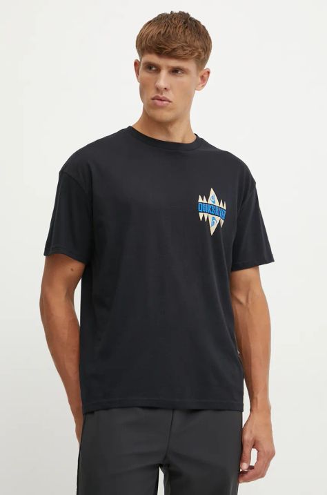 Quiksilver t-shirt Geo Quik męski kolor czarny z nadrukiem EQYZT07829