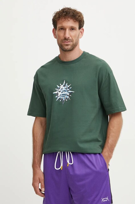 Quiksilver tricou din bumbac Spike Ball Mer barbati, culoarea verde, cu imprimeu, AQYZT09918