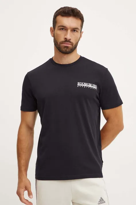 Bavlnené tričko Napapijri S-Aleen pánske, čierna farba, s potlačou, NP0A4IN70411