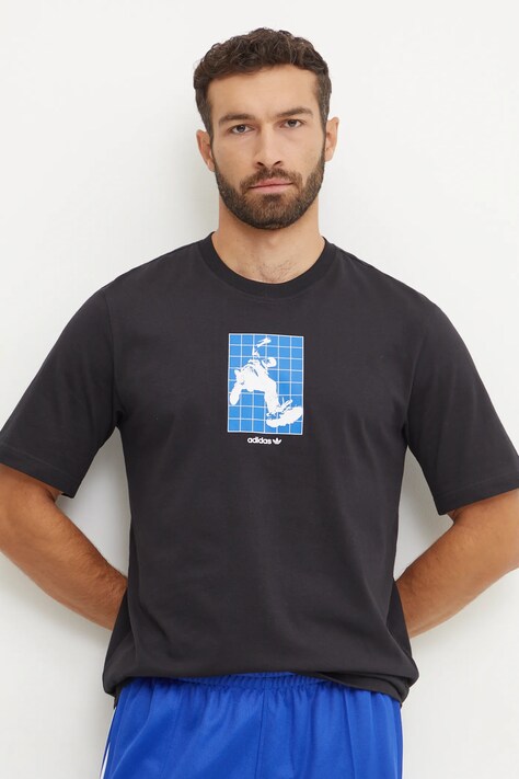 adidas Originals tricou din bumbac GRFX Tee barbati, culoarea negru, cu imprimeu, IY2080