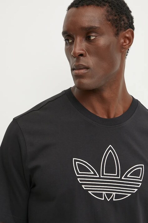 adidas Originals t-shirt bawełniany Outline Tee męski kolor czarny z aplikacją IY4882