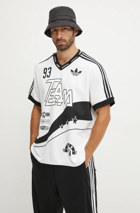 Футболка adidas Originals Team 93 Jersey мужской цвет белый узорный JN0808