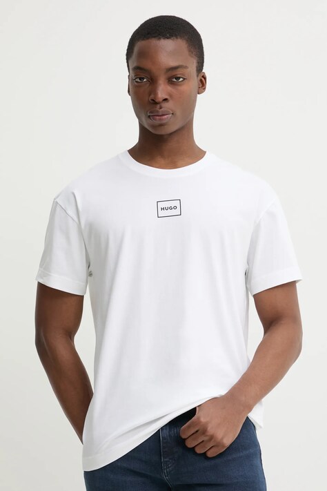 HUGO tricou lounge culoarea alb, cu imprimeu, 50525236