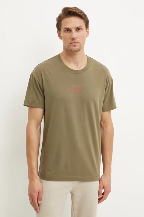 HUGO tricou lounge culoarea verde, cu imprimeu, 50525236