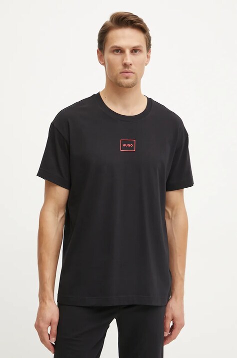 HUGO tricou lounge culoarea negru, cu imprimeu, 50525236