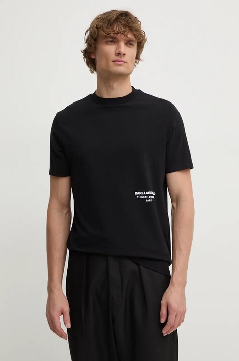 Karl Lagerfeld tricou barbati, culoarea negru, cu imprimeu, 544221.755033