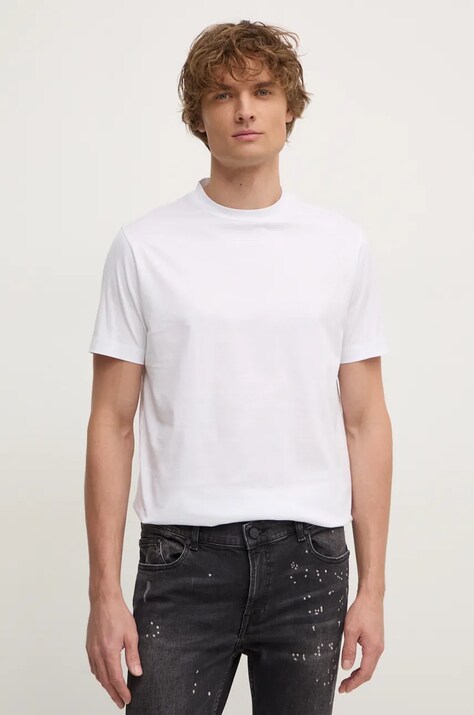 Karl Lagerfeld tricou din bumbac barbati, culoarea alb, neted, 544275.755015