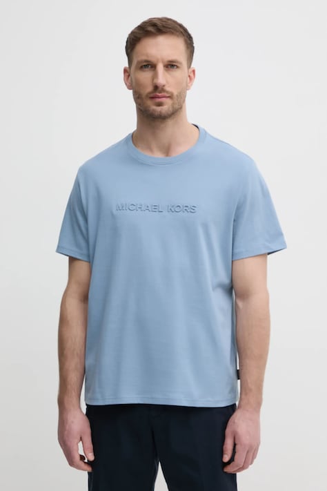 Michael Kors t-shirt bawełniany męski kolor niebieski z aplikacją CF4529H1V2