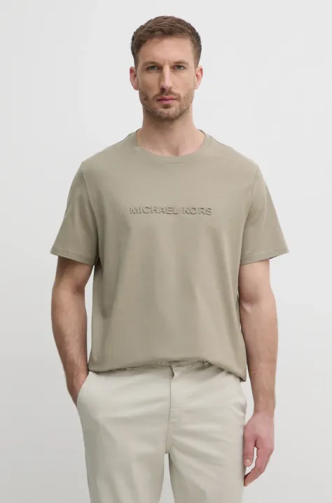 Michael Kors t-shirt bawełniany męski kolor beżowy z aplikacją CF4529H1V2