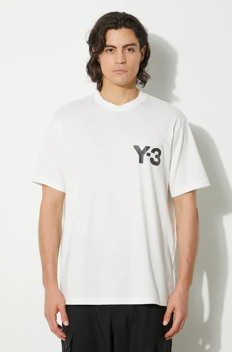 Y-3 tricou din bumbac Logo Tee barbati, culoarea alb, cu imprimeu, JE9281