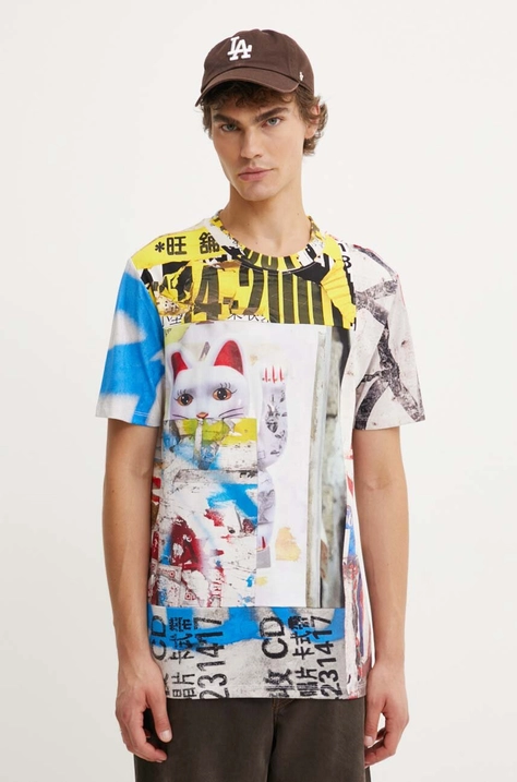 Desigual tricou din bumbac ASAF barbati, culoarea bej, modelator, 24WMTK13