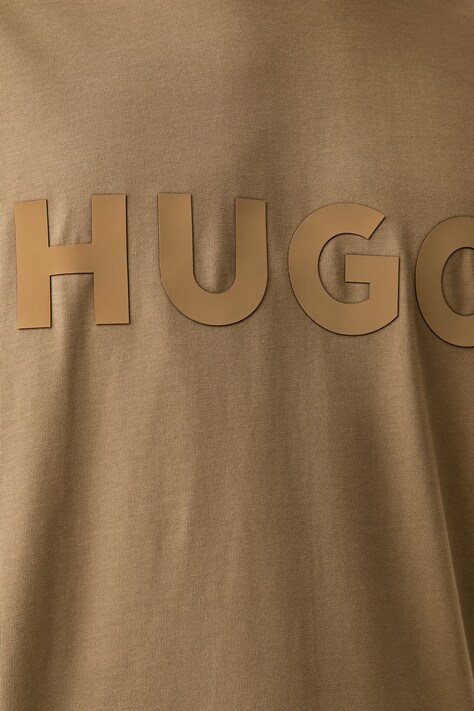 HUGO футболка basic чоловіча бавовняна Dinkee — AW24-TSM14T, бежевий — фото 5