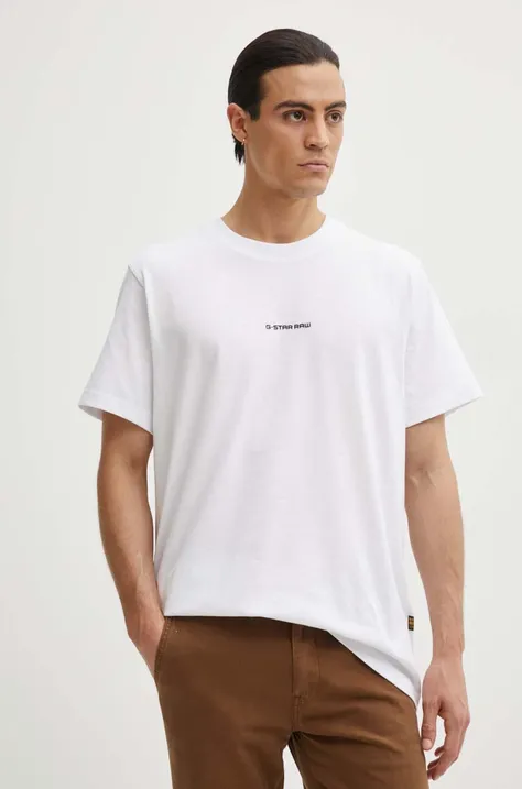Хлопковая футболка G-Star Raw мужская цвет белый с аппликацией D25677-C336