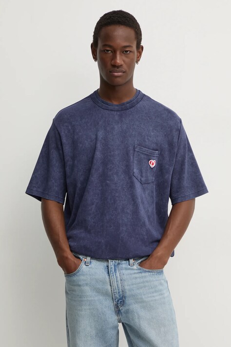 Desigual tricou din bumbac ARIZONA barbati, culoarea albastru marin, neted, 24WMTK39