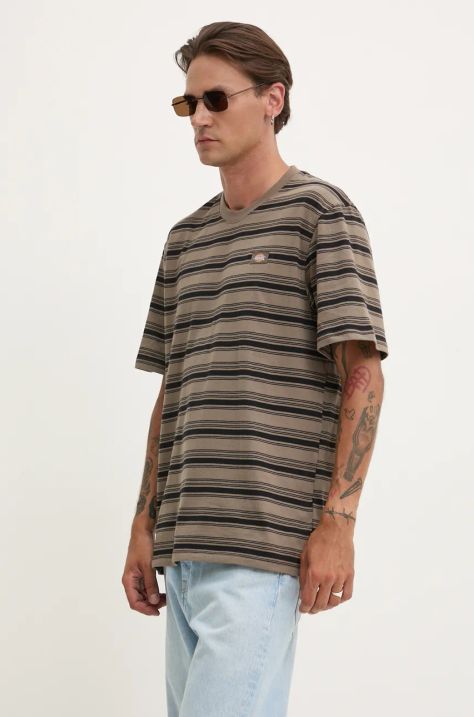 Dickies t-shirt in cotone STEVENSVILLE uomo colore marrone DK0A8642