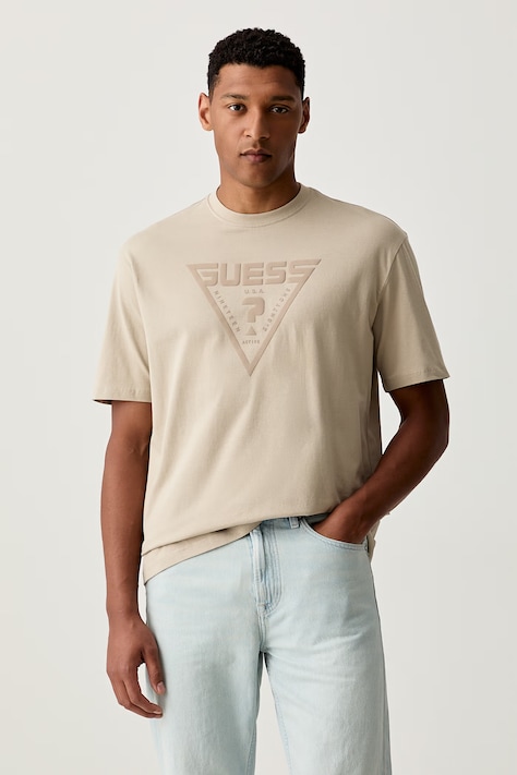 Guess T-shirt męski bawełniany AZHA beżowy Z4BI02 I3Z14