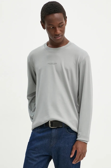 G-Star longsleeve bărbați, culoarea gri, cu imprimeu, D25080-D734