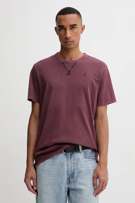 G-Star Raw t-shirt bawełniany męski kolor bordowy gładki D24449-2653