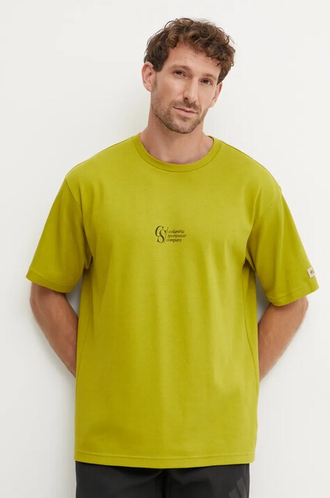 Columbia tricou CSC Heritage barbati, culoarea verde, cu imprimeu, 2090871