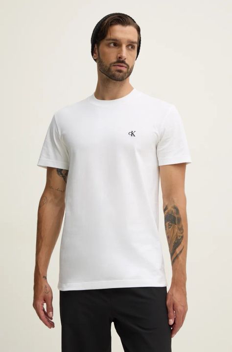 Calvin Klein Jeans t-shirt bawełniany męski kolor biały gładki J30J326683