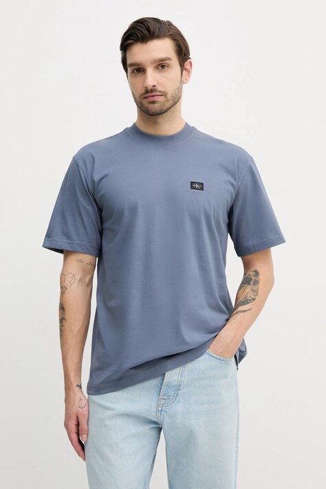 Bavlnené tričko Calvin Klein Jeans pánske, šedá farba, jednofarebné, J30J326857