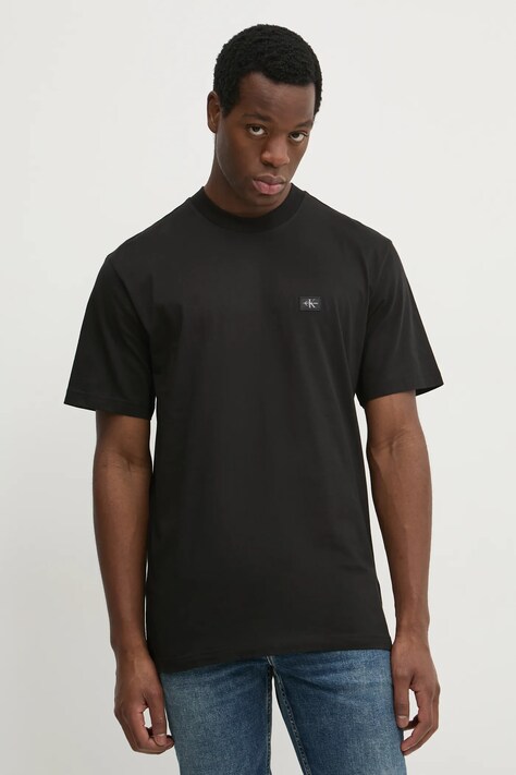 Calvin Klein Jeans tricou din bumbac barbati, culoarea negru, neted, J30J326857
