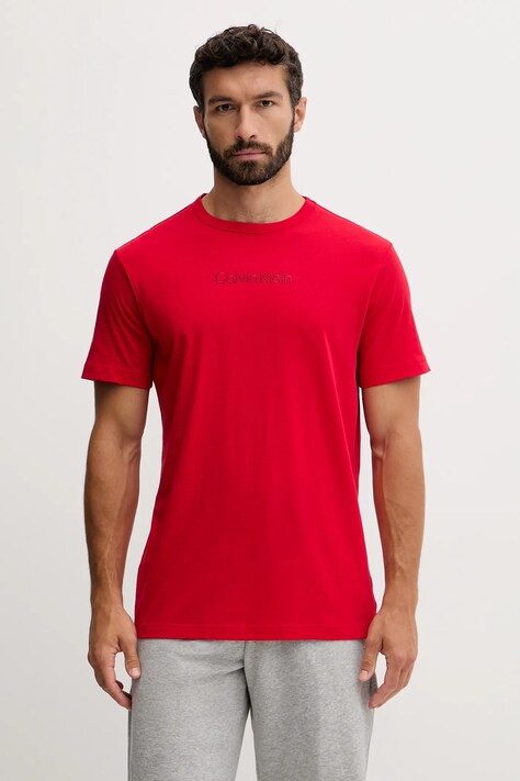 Calvin Klein Underwear koszulka piżamowa kolor czerwony gładka 000NM2748E