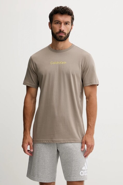 Calvin Klein Underwear koszulka piżamowa kolor beżowy gładka 000NM2748E