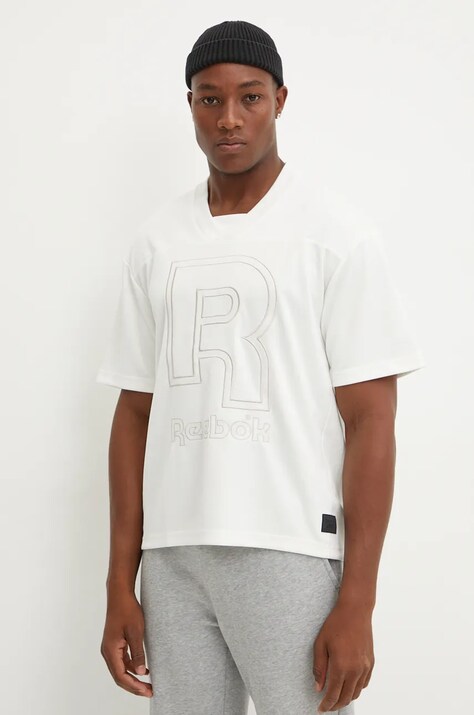 Reebok Classic tricou barbati, culoarea bej, cu imprimeu, 100205658