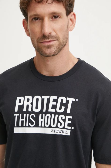 Тениска за трениране Under Armour Protect This House в черно с принт 1379022