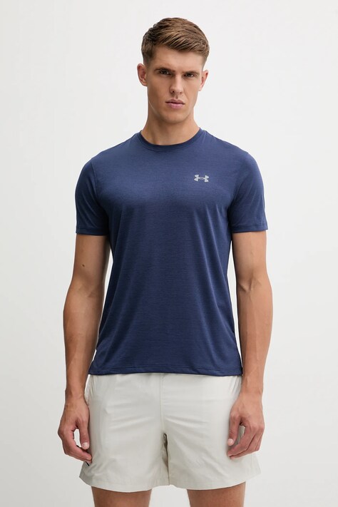 Under Armour t-shirt do biegania Launch kolor granatowy gładki 1382582