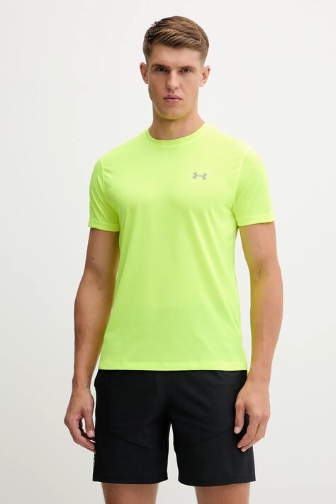 Under Armour t-shirt do biegania Launch kolor zielony gładki 1382582