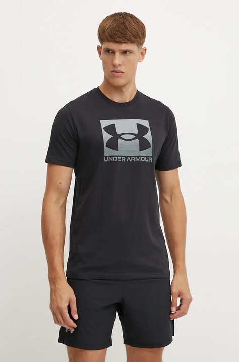 Under Armour tricou BOXED SPORTS UPDATED barbati, culoarea negru, cu imprimeu, 1386793