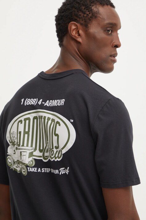 Under Armour tricou sport Grounds Crew culoarea negru, cu imprimeu, 1387718