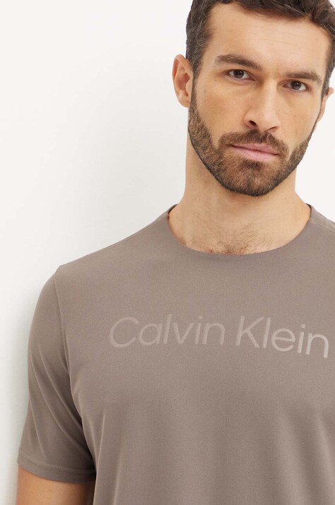 Тренувальна футболка Calvin Klein Performance колір коричневий з принтом 00GMF4K124