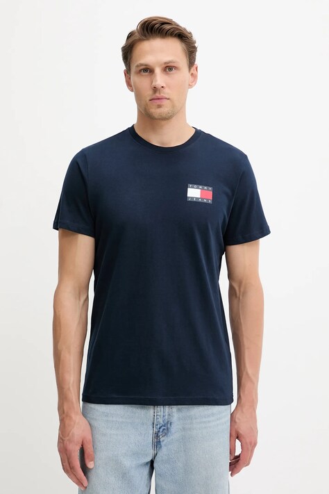 Tommy Jeans tricou din bumbac culoarea bej, cu imprimeu, DM0DM20740