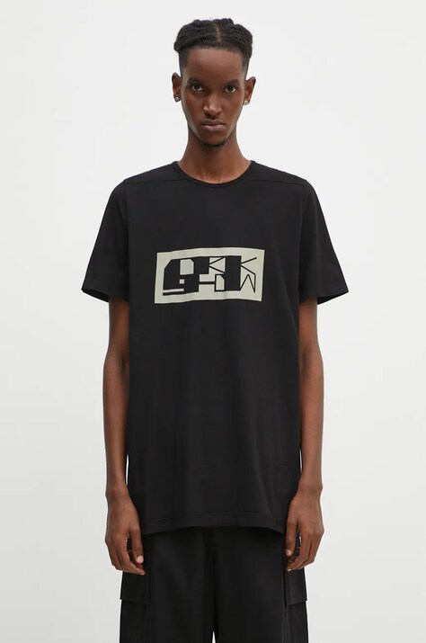 Бавовняна футболка Rick Owens Level T чоловіча колір чорний з принтом DU02D2250.RNEP2P