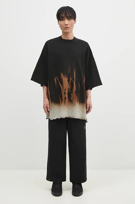 Бавовняна футболка Rick Owens Tommy T чоловіча колір чорний візерунок DU02D2259.FSUN