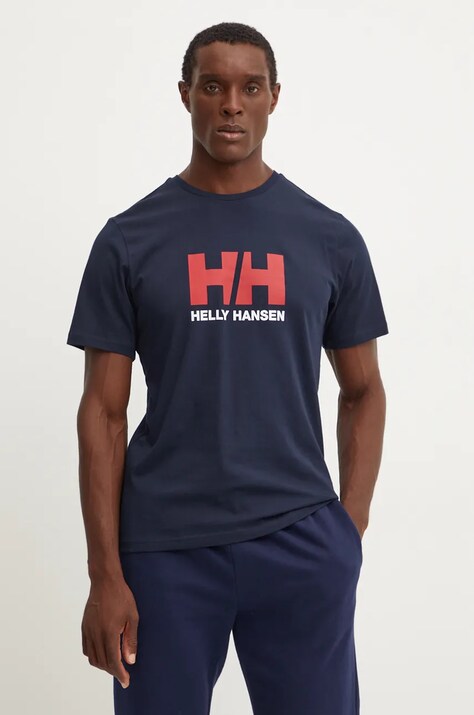 Βαμβακερό μπλουζάκι Helly Hansen HH LOGO ανδρικό, χρώμα: ναυτικό μπλε, 30396