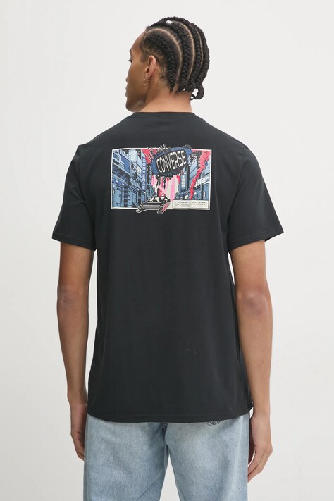 Converse t-shirt bawełniany męski kolor czarny z nadrukiem 10026685-A01