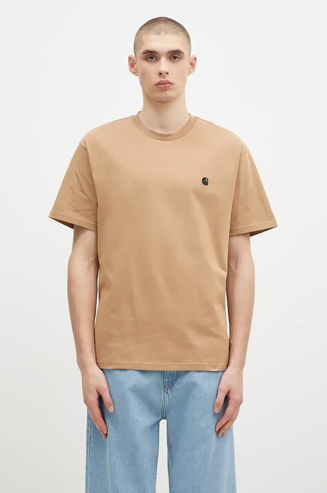 Carhartt WIP t-shirt bawełniany S/S Madison męski kolor zielony gładki I033000.2I7XX