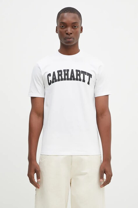 Бавовняна футболка Carhartt WIP S/S University чоловіча колір білий з принтом I034851.00AXX