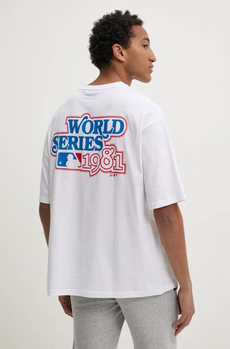 New Era t-shirt in cotone LOS ANGELES DODGERS uomo colore bianco 60564775