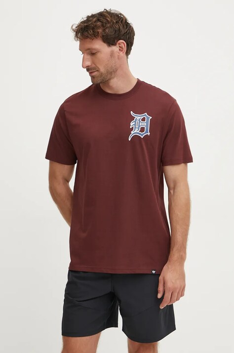 47 brand tricou din bumbac MLB Detroit Tigers barbati, culoarea maro, cu imprimeu, BB009TMBECT627616N0