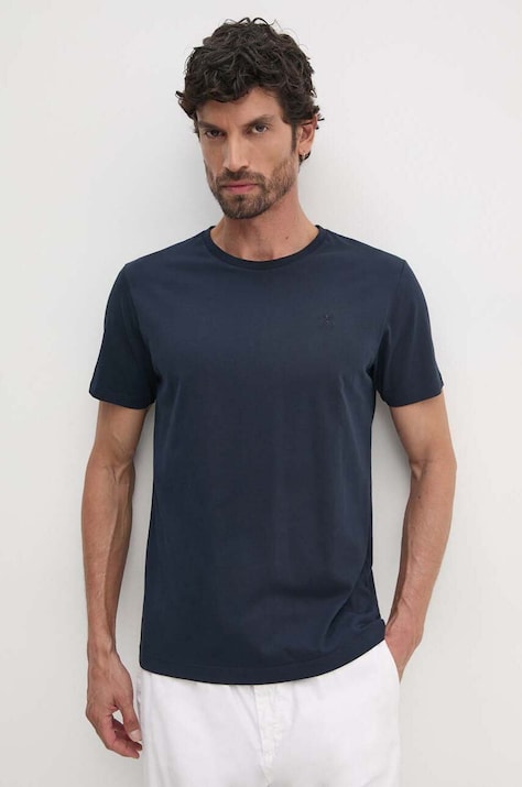 Хлопковая футболка Hackett London мужская цвет синий однотонная HM500775